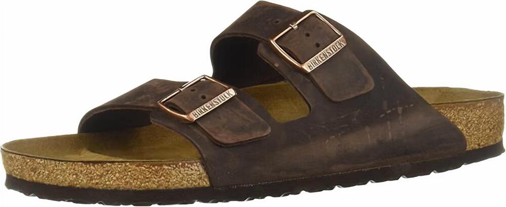 NEW BIRKENSTOCK men's arizona oiled leather two-strap sandal in habana